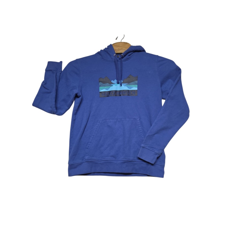 Helly Hansen Womens Blue Mountain Graphic Pullover Hoodie Size Medium Regular
